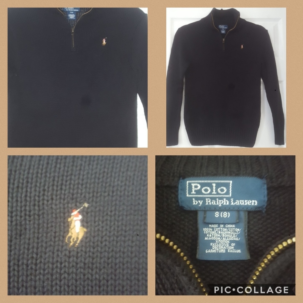 Kids Black Polo Sweater Size 8